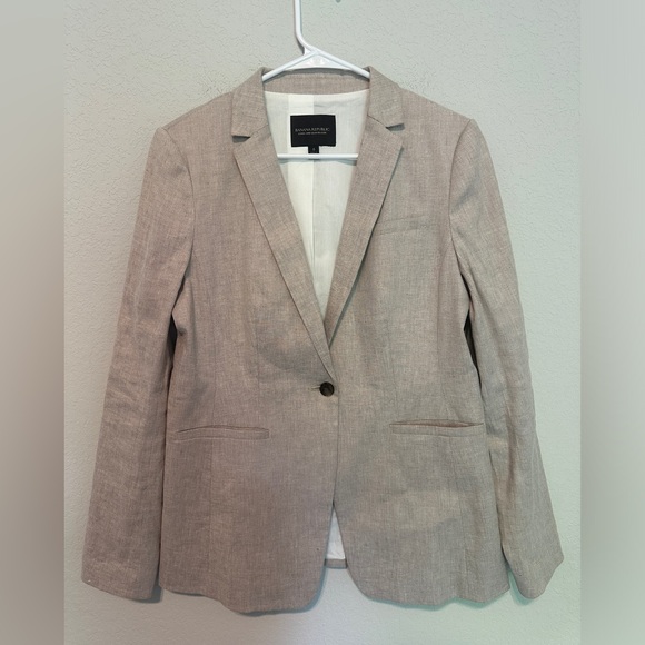 Banana Republic Jackets & Blazers - Banana Republic Long & Lean Linen Blazer Beige Womens Size 6 Jacket Sport Coat